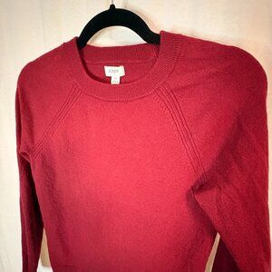 J.Crew Red Raglan Crewneck Sweater XS Wool Blend